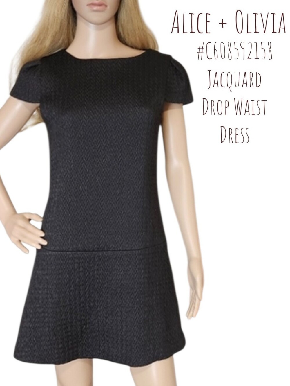 Alice + Olivia women's Jacquard Drop Waist Dress C608592158 Black Chevron Mini 2